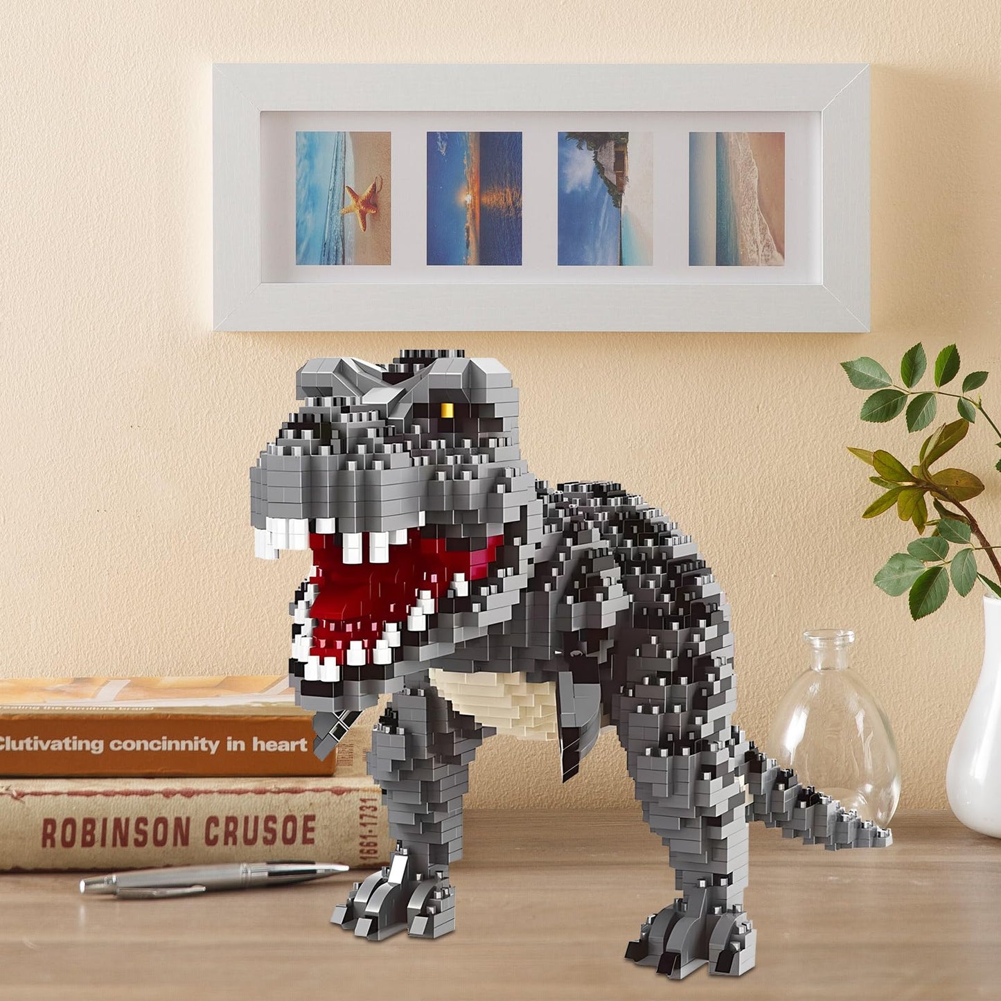 CSNRHG Dinosaur Tyrannosaurus Rex Model Decor Micro Mini Blocks Velociraptor Building Blocks Toy Birthday for Age 6+ Children Adults Teens 1530 Pieces