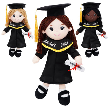 June Garden Personalized 15" Graduation Gifts - Personalized Name, Text and Year - Soft Plush Dolls with Cap and Gown - Gifts for Preschool