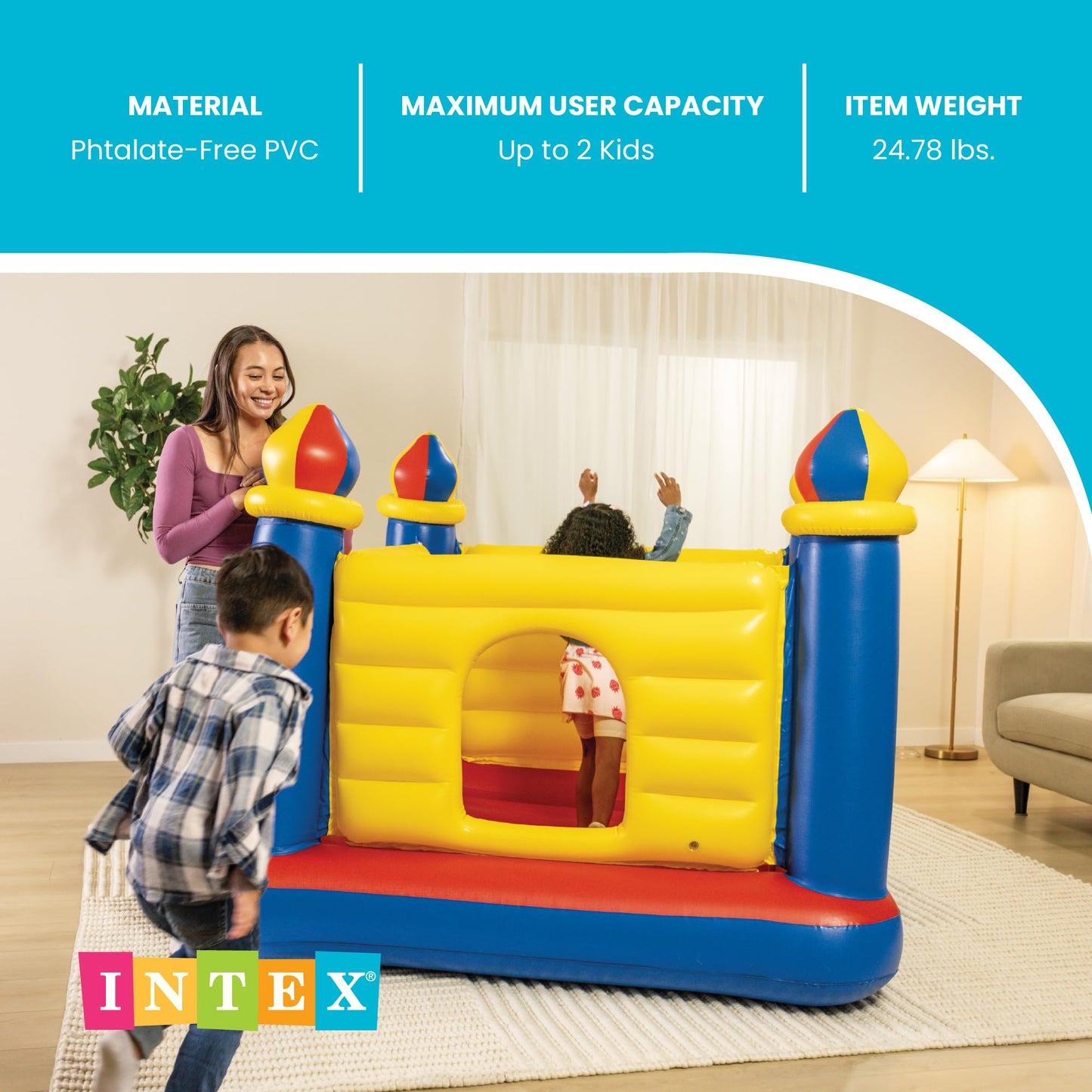 INTEX Jump-O-Lene Inflatable Bouncy Castle for Kids Ages 3-6