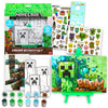 Minecraft Painting Set for Boys - Video Game Art Supplies Bundle with 3 Canvases, Paint, Easel, Stickers, More | Minecraft Arts and Crafts Gifts