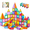 OugerToy 104PCS Magnetic Tiles STEM Building Blocks for Kids Ages 3-9, Educational Stacking Toys with Car Bases, Creative Construction Gift for Boys