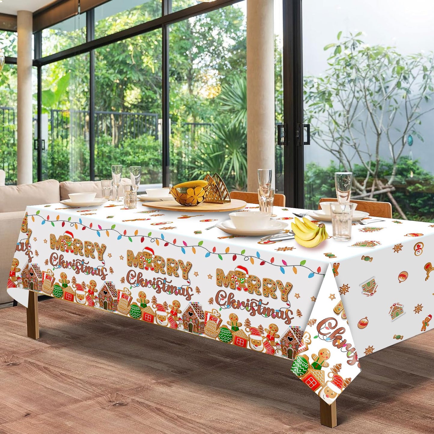 HigzYovn 3Pcs Gingerbread Christmas Decorations Gingerbread Party Supplies Tablecloth for Christmas Gingerbread Party Decorations Gingerbread House