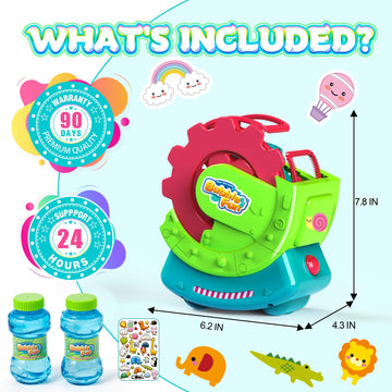 Bubble Machine for Toddlers Kids & Pets, with 8oz Safe Solution, Extra Large & Bubbles in Bubble Maker, Children & Pets Dog Toys Gift, Indoor/Outdoor