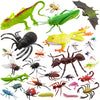 PINOWU 27pcs Bug Toy Figures Playset for Kids Boys, 2-6' Fake Insects - Spiders, Cockroaches, Scorpions, Crickets, Lady Bugs, Butterflies and Worms