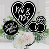 Big Dot of Happiness Mr. and Mrs. - Black and White Wedding or Bridal Shower Centerpiece Sticks - Table Toppers - Set of 15