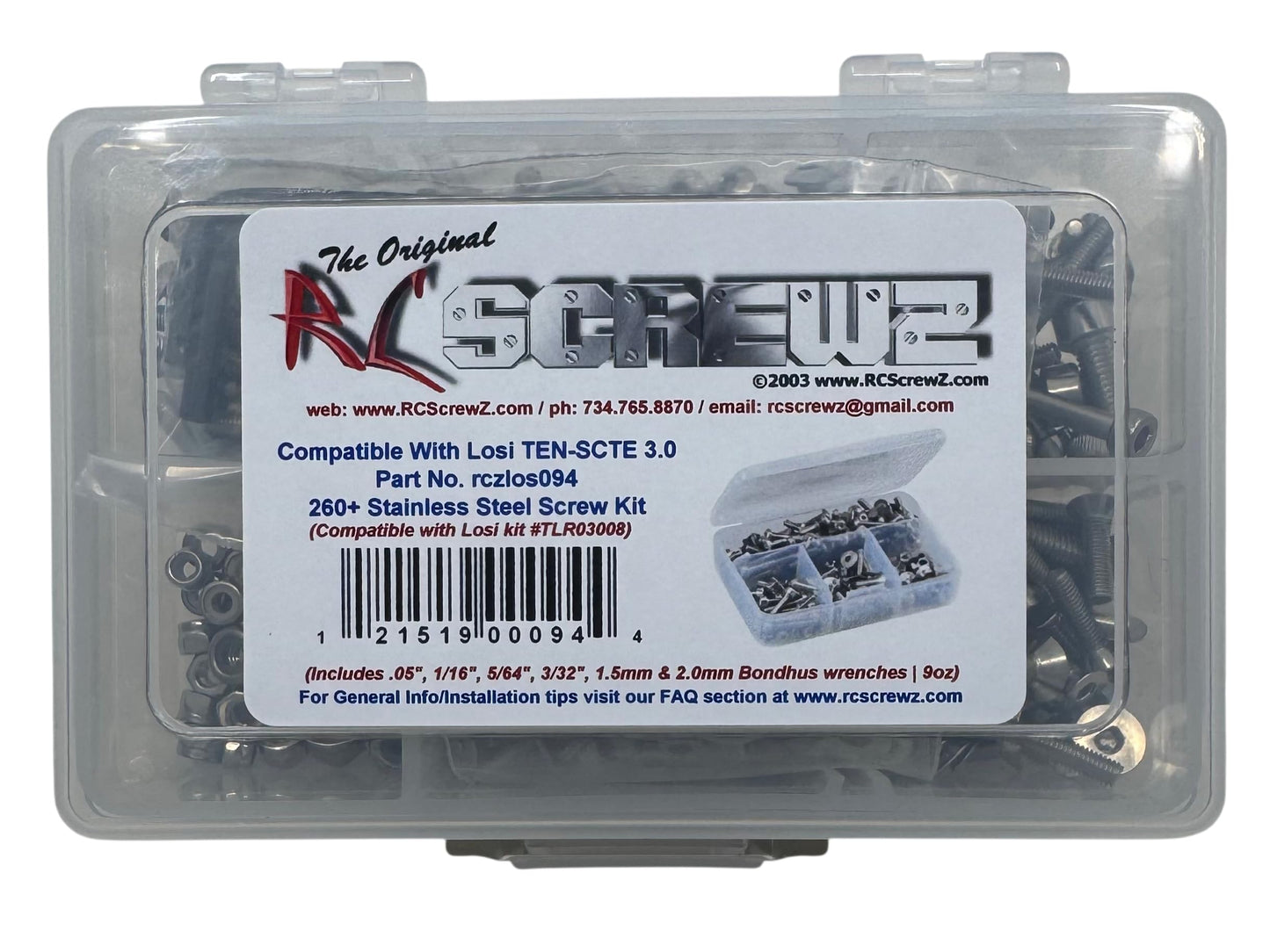 RC Screwz Compatible with Los094 - Team Losi Ten-SCTE 3.0 (TLR03008) Stainless Screw Kit