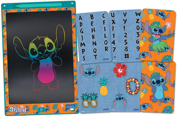 LEXiBOOK, Disney Stitch Magic Slate, Art and Craft Toy for Girls and Boys, A4 Size with Multicolored Drawings, Blue/Orange, CRT10D