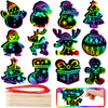 JOYIN 72 Pcs Christmas Scratch Art Ornaments, Rainbow Color Scratch Paper Craft Kit Include Snowman, Christmas Tree, and Reindeer, Scratch Off Hanging
