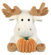 DolliBu Super Soft Fancy Floppy Moose Stuffed Animal with Pumpkin Decor and Personalization - Pumpkin Plush Animal for Fall, Halloween