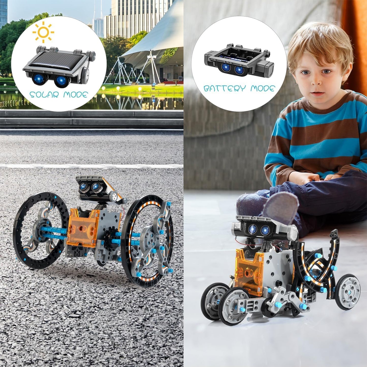 Solar Robot Kit, 14-in-1 STEM Building Toy for Kids DIY Science Robotic Set