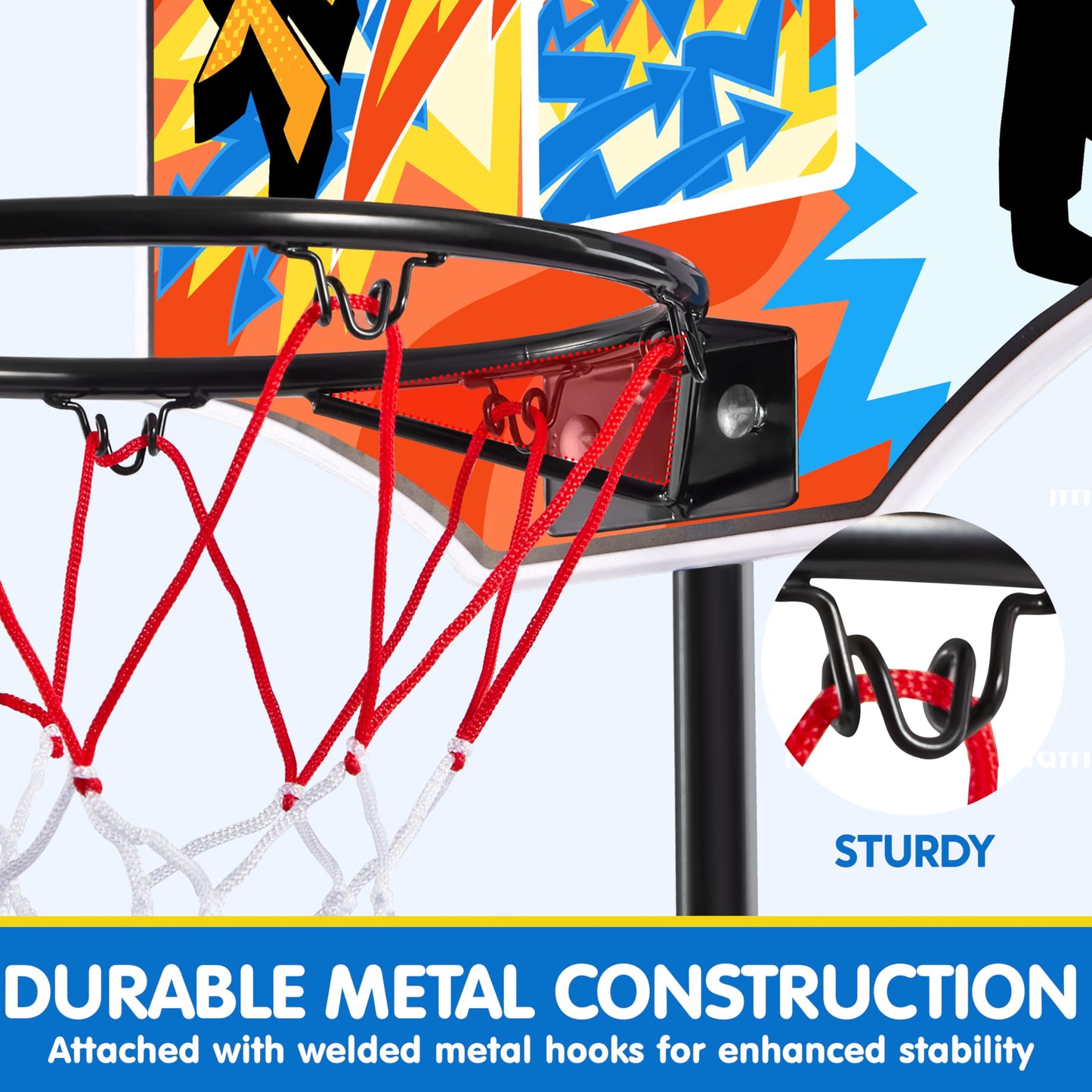 JOYIN Kids Basketball Hoop, Adjustable Height 2.8 ft-6.2 ft Basketball Hoop for Kids Indoor Outdoor Play Portable Basket Ball for Boys Girls Age 3 4 5