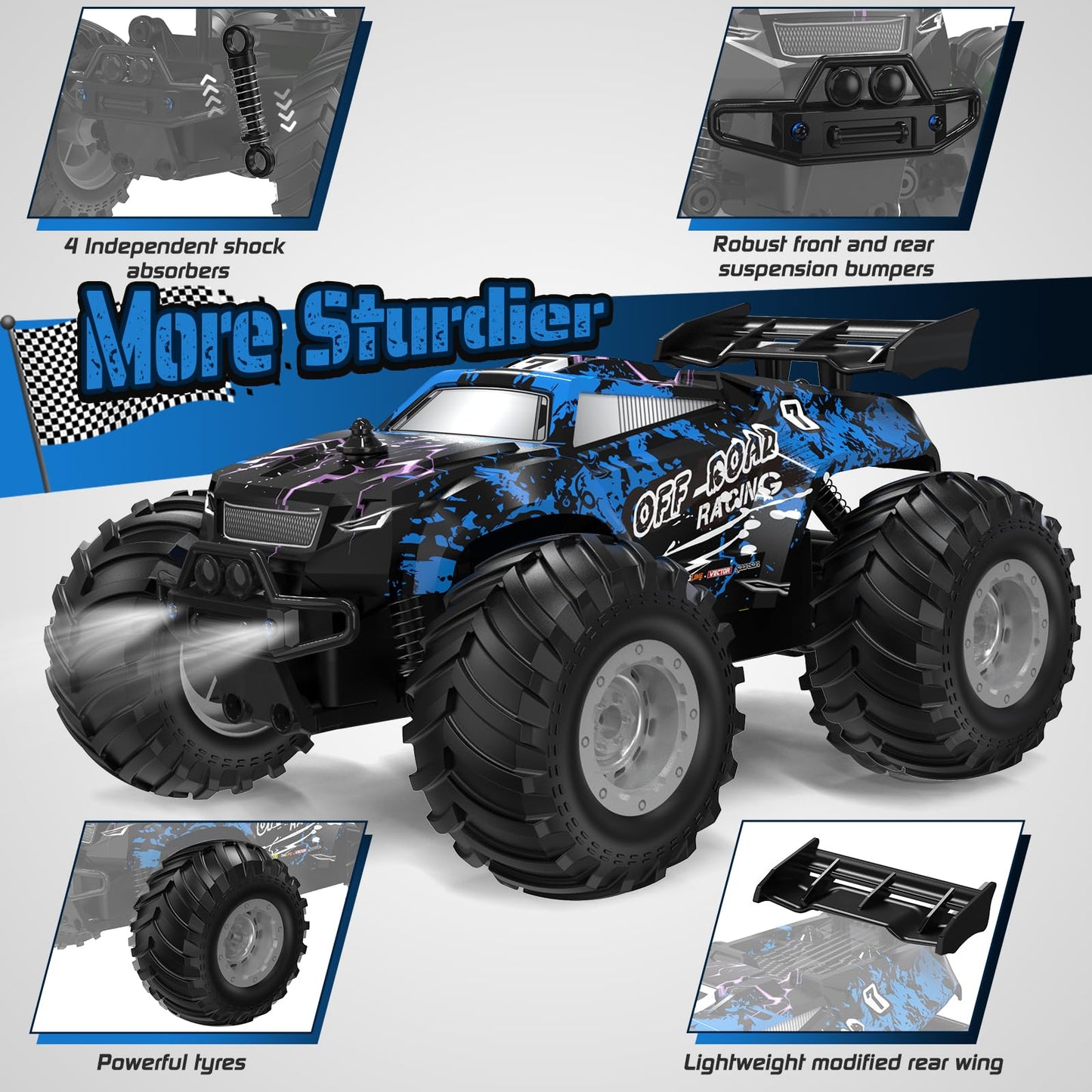 Hielse All-Terrain Remote Control Car for Boys Christmas Kids Rechargeable