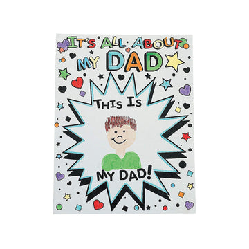 Fun Express All About My Dad Card Set of 12 - Giant Fathers Day Card from Kids to Color | DIY Fathers Day Crafts for Toddler, Preschool & Classroom |