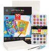 Arteza Kids Watercolor Painting Art Set, Watercolor Paint 36 and Foldable Canvas Paper Bundle, DIY Painting Kit, Art Supplies for Kids and Adults