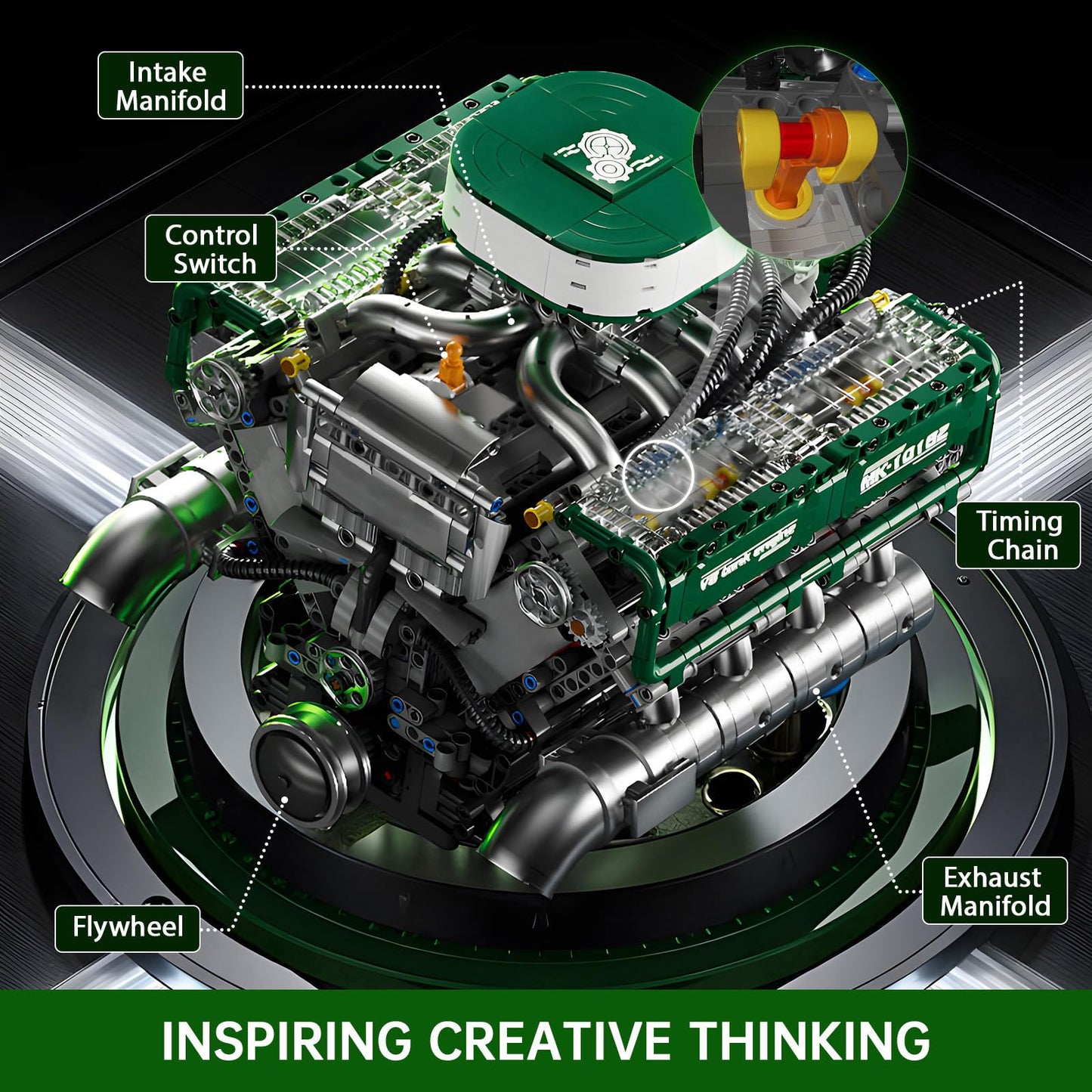 Mould King Tank V8 Engine Building Sets, 2250 Pcs Model Kit for Adults 14+
