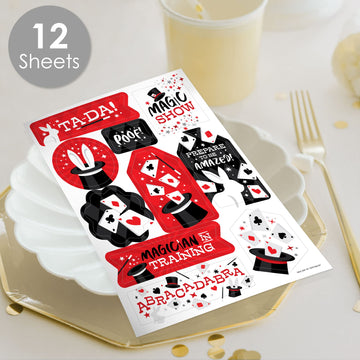Big Dot of Happiness Ta-Da, Magic Show - Magical Birthday Party Favor Sticker Set - 12 Sheets - 120 Stickers