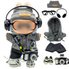Clothes for 17cm(6.7inch) Labubu, - 7 PCS Street Photographer Outfits for Labubu, Interactive Camera, Zippered Hoodie, Hat, Sneakers, Glasses