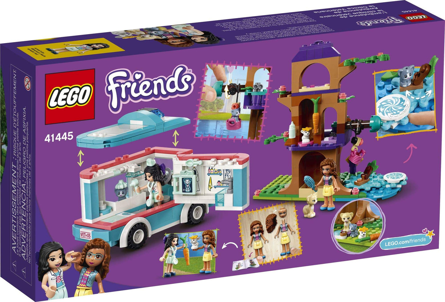 LEGO Friends Vet Clinic Ambulance 41445 Building Kit; Collectible Toy with Ambulance, Rabbit and Kitten Toys, Children’s Vet Kit and Olivia and Emma