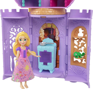 Mattel Disney Princess Toys Rapunzel Tower Playset with 2 Small Dolls Animal Figures Furniture & Accessories Tangled Story Time Stacker