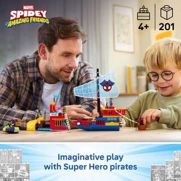 LEGO Marvel Spidey and His Amazing Friends Team Spidey Pirate Ship Building Toy for Kids - Super Hero Pretend Play Set for Preschool Boys & Girls