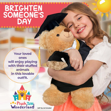 Stuffed Animals Graduation Gown & Cap Outfit for Your Teddy Friend Fits Most 14"-18" Stuffed Soft Toys!