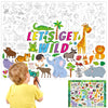 Jungle Safari Animals Giant Coloring Poster for Kids Wild Tropical Life Crafts Activity Wall Doodle Art Coloring Paper Poster Banner for Home School