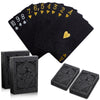 Playing Cards 2 Pack, Plastic Playing Cards, Waterproof Card, 2 Deck of Cards, Black Cool Foil Poker Card Set for Beach Table Magic Pool Camping Party