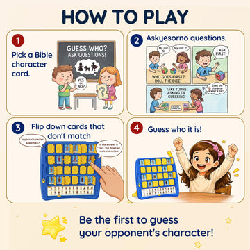 Guess Bible Who Am I Game - Fun Guess Bible Who Am I for Kids, Interactive Bible Game with 47 Classic Bible Characters Verse Cards, Sunday School