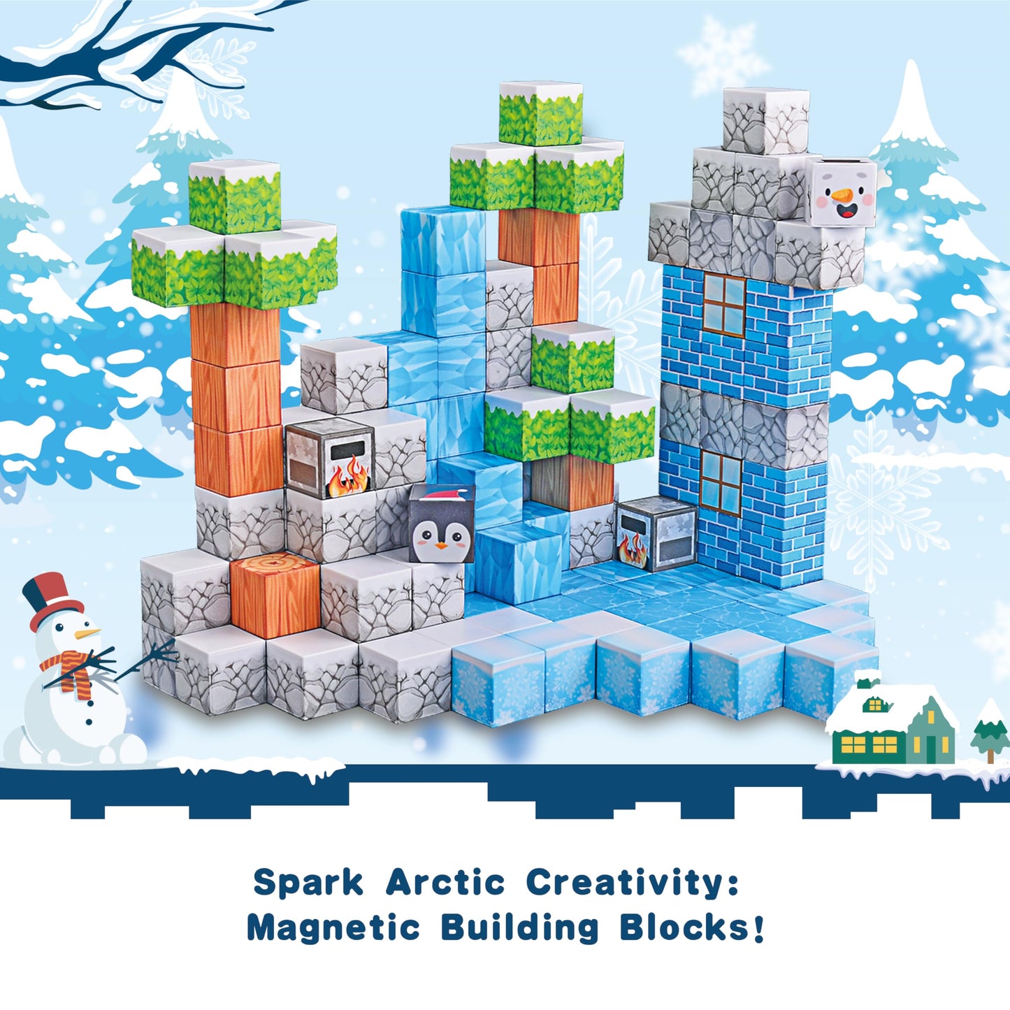 113PCS 1'' Magnetic Blocks, Magnetic Building Cube Toys for Kids, STEM Montessori Stacking, Sensory Education Toys for Toddlers Building World Set