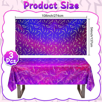 Fufuddz 3 Pack Rumi Birthday Decor Kpop Pink Tablecloth and Purple Plastic Tablecloth, 54"x108" PE Waterproof Tablecloth, Plastic Table Cloth