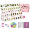 Pink American Mahjong Set, 160 Engraved Melamine 1.2-Inch Mahjong Tiles with Fruit & Floral Designs, Includes Storage Bag, Dice, Scoring Chips, Wind