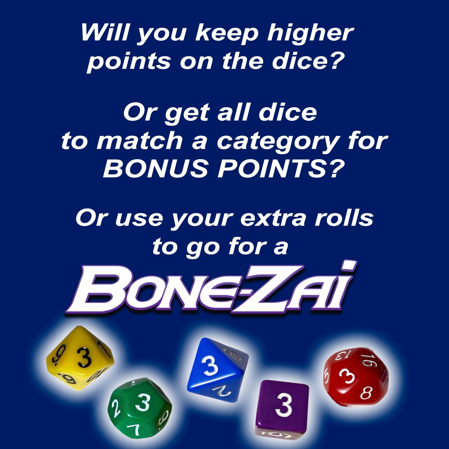 Buddypalgames Bone-Zai5 High-Scoring Family Dice Game | Fun Game with 5 Different RPG Dice, Exciting Categories, Risk and Reward. | Perfect