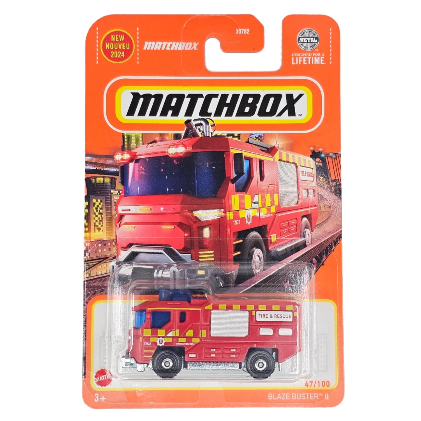 Matchbox Blaze Buster II Red Fire Engine 47/100 1:64 Scale Die-Cast