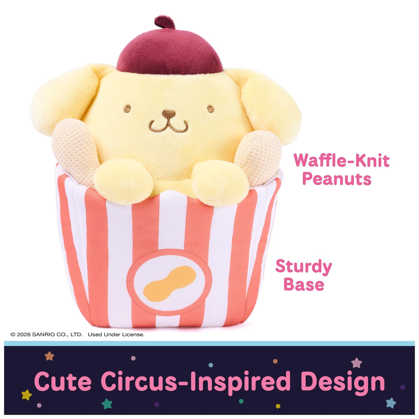GUND Sanrio Pompompurin Circus Peanuts 8-Inch Circus Plush Toy for Ages 1+