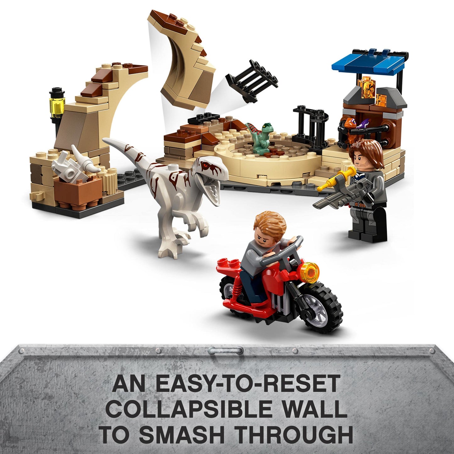 LEGO 76945 Jurassic World Atrociraptor: Motorcycle Chase, Set of 3 Dinosaur Figures and Toy Motorcycle for Children from 6 Years