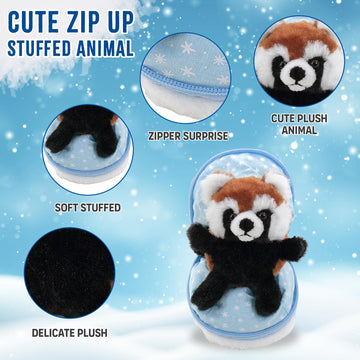 Made By Aliens Snowball Zip up Surprise Egg Stuffed Animal - 6 inch - Cute and Soft Plush Toy Assortment for Friends Family All Ages - Spring Holidays