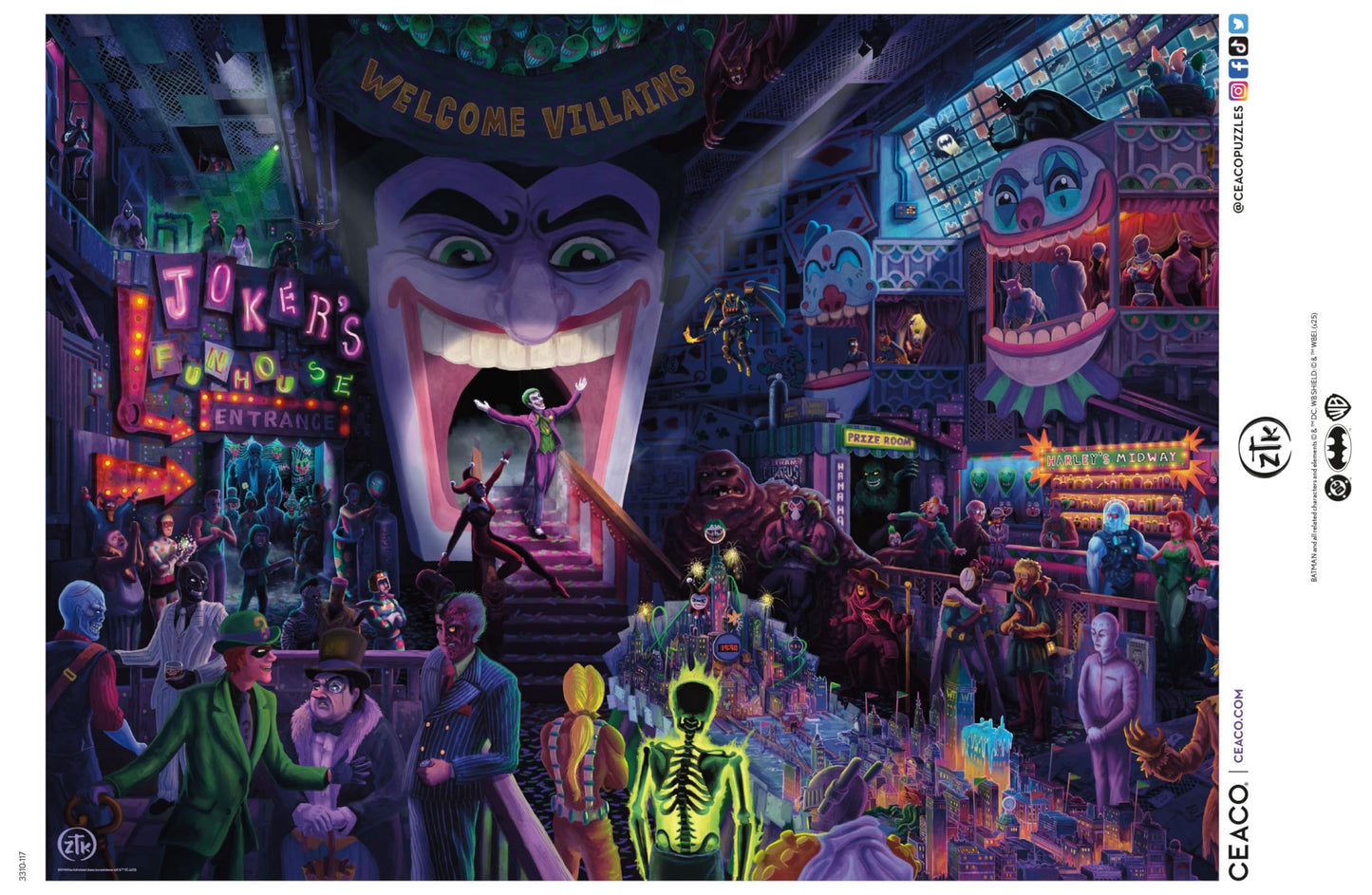 CEACO DC Comics, Thomas Kinkade, The Joker's Ball, 1000 Piece Jigsaw Puzzle