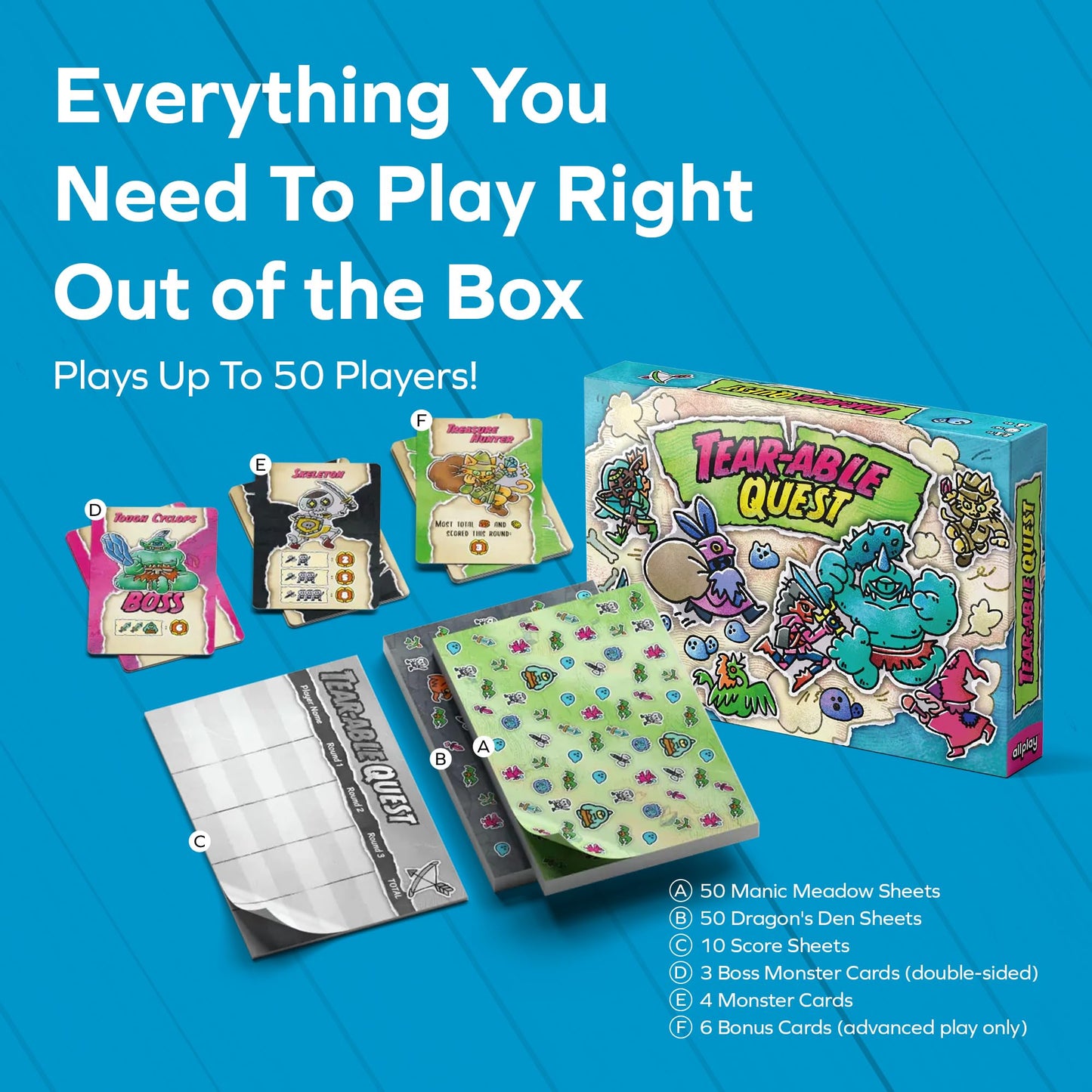 Allplay Tearable Quest Board Game for Adults, Kids, and Families - Tear The Actual Game to Shreds to Complete Quests - Hilarious and Unique