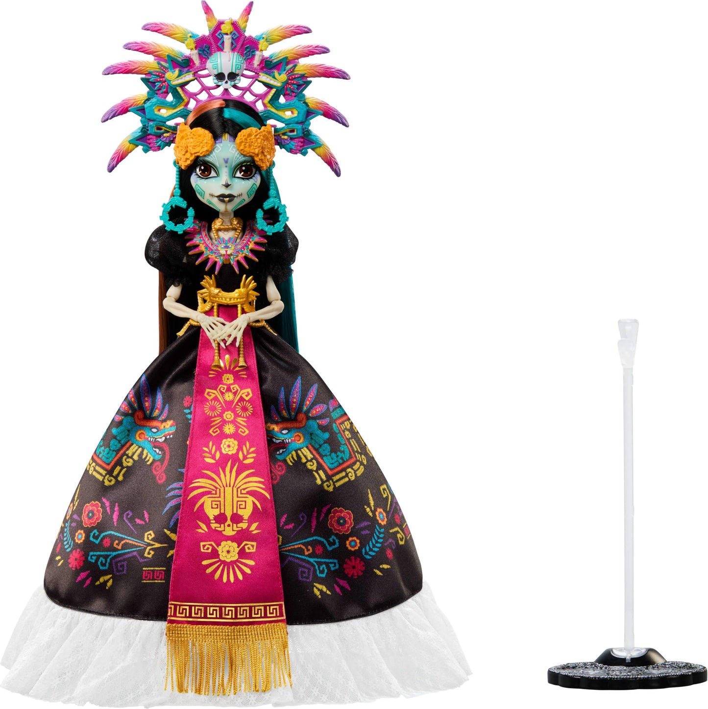 Monster High Doll, Skelita Calaveras Día de Muertos 2025 Collectible, Aztec-Inspired Gown with Vibrant Accessories Like Headdress and Necklace