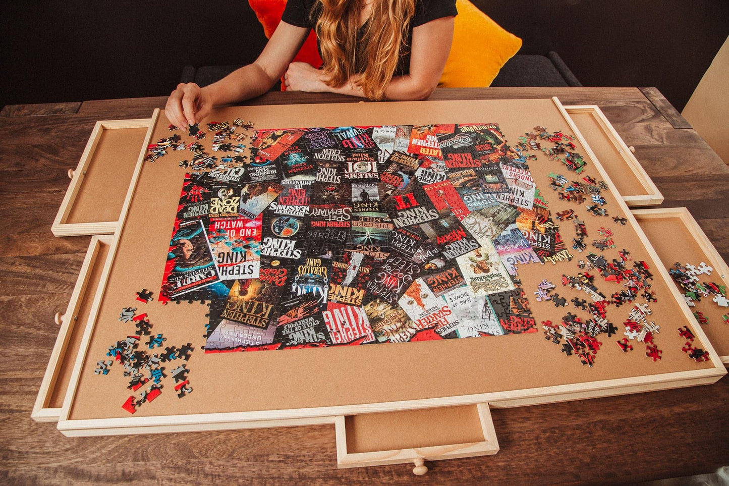 Toynk King of Horror Collage Puzzle for Adults Inspired By Stephen King | Difficult 1000 Piece Jigsaw Puzzle Toy | Interactive Brain Teaser for Game