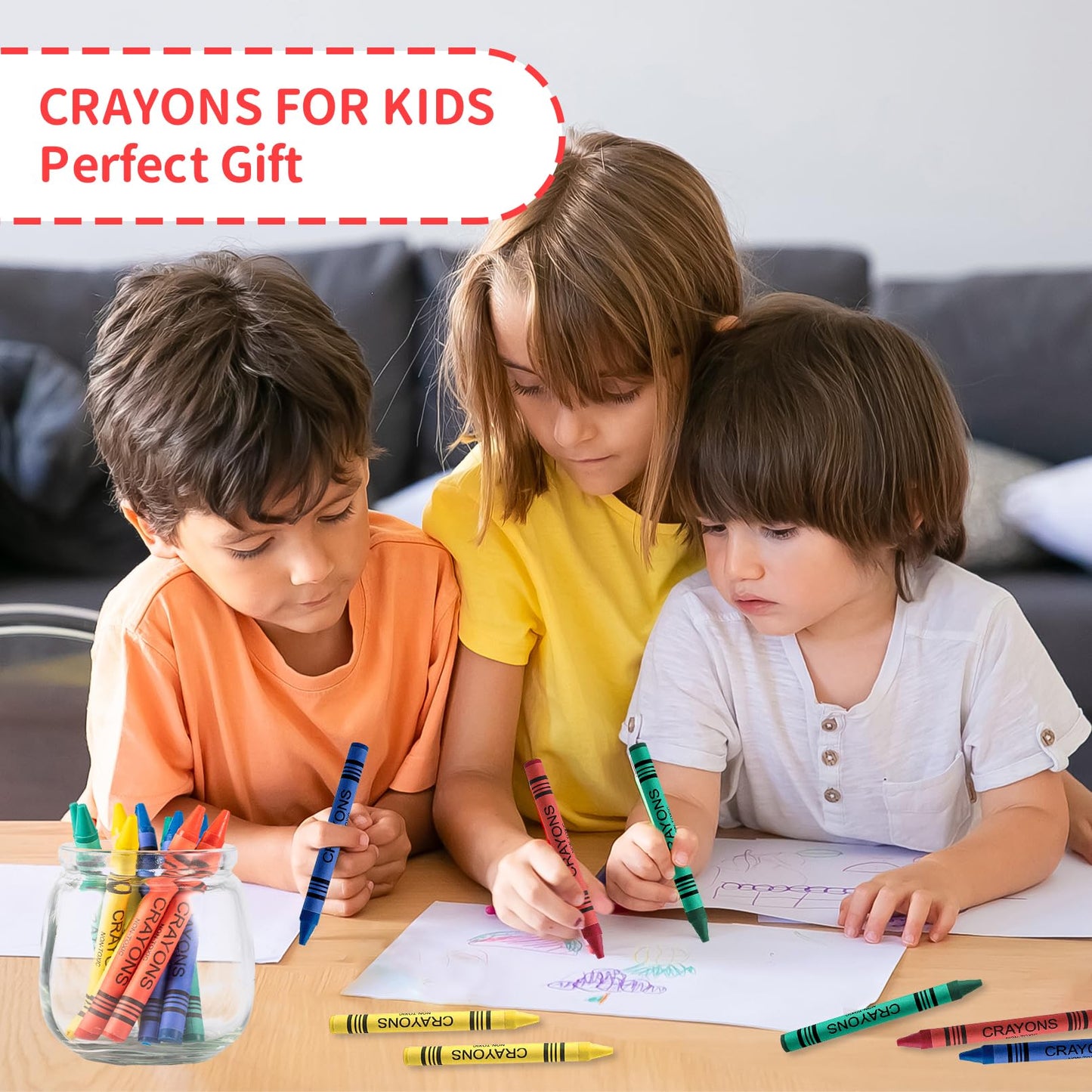 COCPOK 72 Pack Jumbo Crayons, 4 Colors, 288 Total, Small Packs, Kids Coloring, Party Favors, Easy to Hold