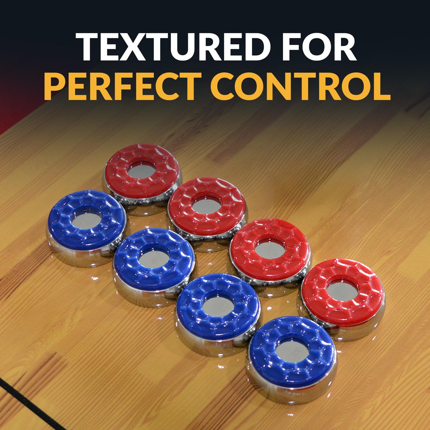 Hathaway Shuffleboard Pucks Set of 8 - Regulation Sized Shuffleboard Discs with Dimpled Top for Easy Grip & Beveled Edge for Better Control, & Sturdy