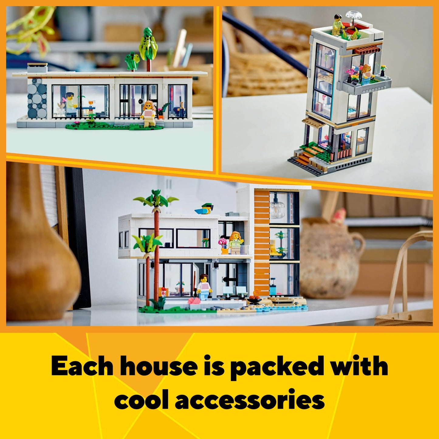 LEGO Creator 3 in 1 Modern Toy House - Kids Toy Building Set with 3 Building Options for Boys & Girls, Ages 9+ - with 2 Minifigures for Pretend Play