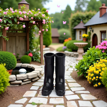 WLngtv 1/12 Miniature Black Rubber Boots Dollhouse Accessories (1.3x0.4x1.4 Inch)