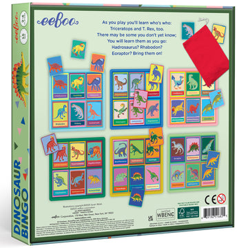 eeBoo: Dinosaur Bingo for Kids Ages 5+, Prehistoric Theme Learning Game that Teaches Dinosaur Names & Builds Vocabulary