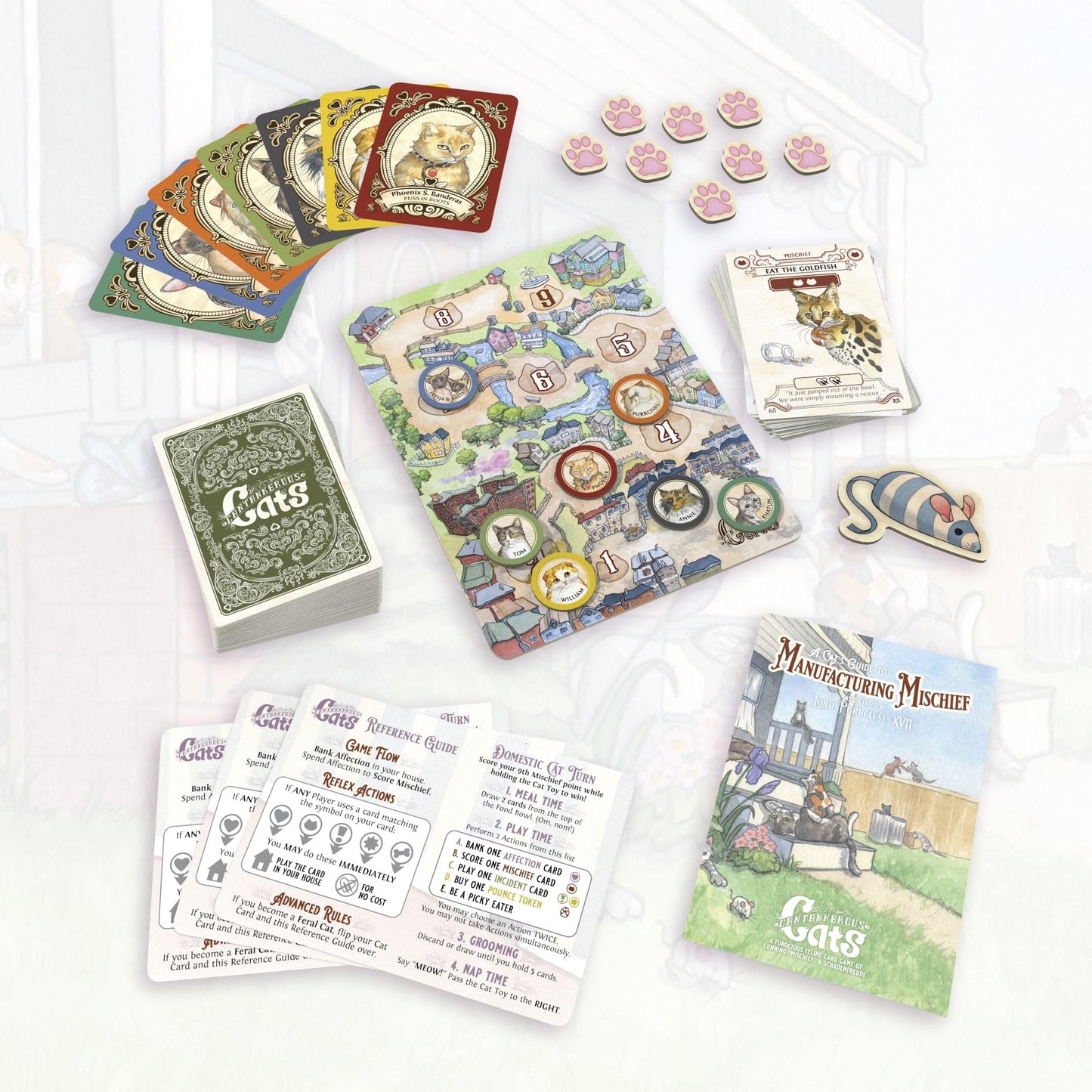 Mentha Designs: Cantankerous Cats 3rd Edition - Cute Take-that Card Game, Mischief & Cunning Hand Management Party Game, Age 10+, 2-6 Players, 25+ Min