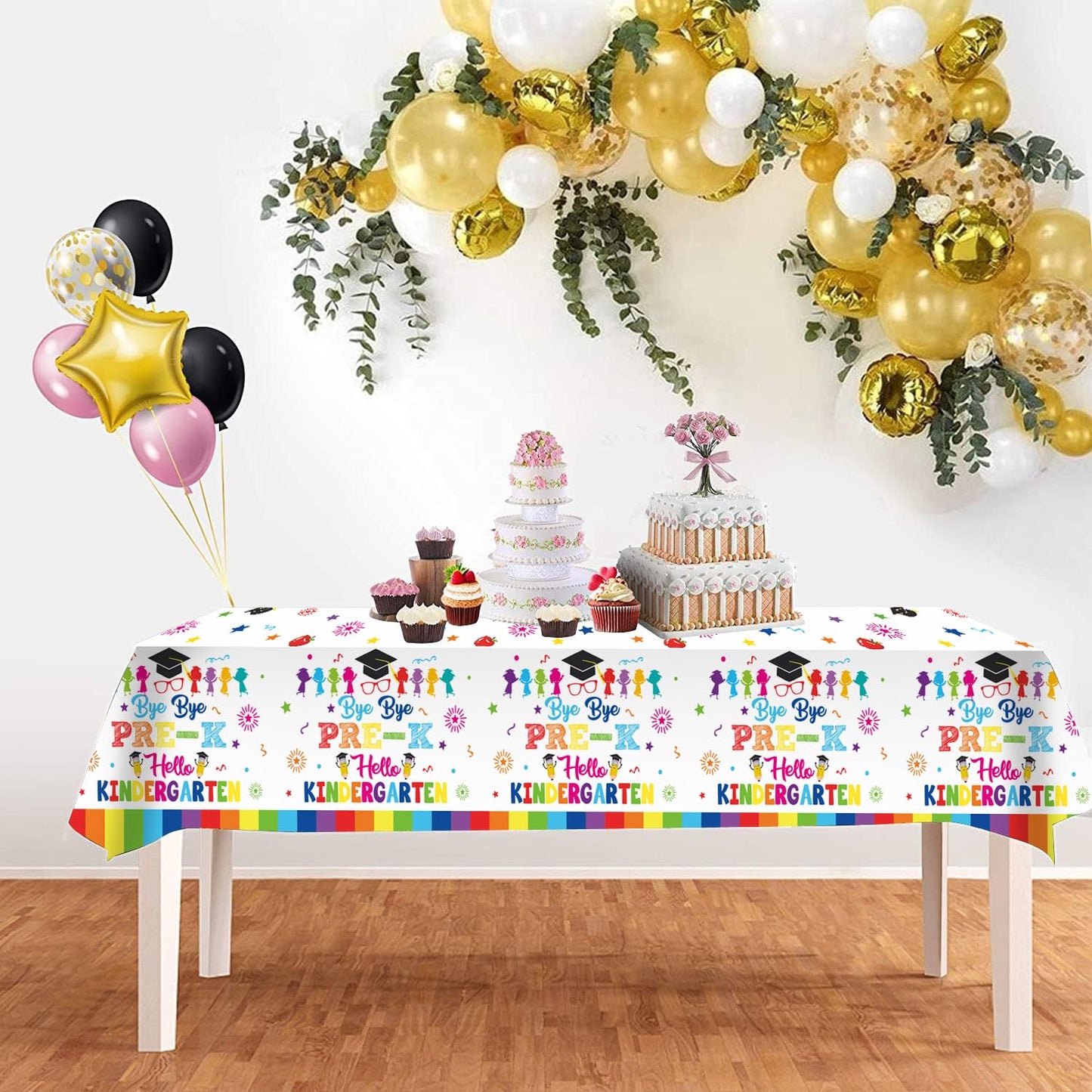 PRE-K Graduation Tablecloth, PRE-K Graduation Decorations 2026, Preschool Graduation Decorations, Bye Bye Pre-k Hello Kindergarten Banner for Table