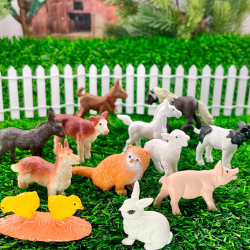 Safari Ltd. Farm Babies TOOB - Figurines: Donkey, Pony, Goat, Lamb, Horse, Cat, Corgi, Pig, Chicken, Holstein, Bunny - Educational Toy Figures