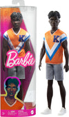 Barbie Fashionistas Ken Fashion Doll with Twisted Black Hair Wearing Orange Athletic Jersey, Shorts & White Sneakers