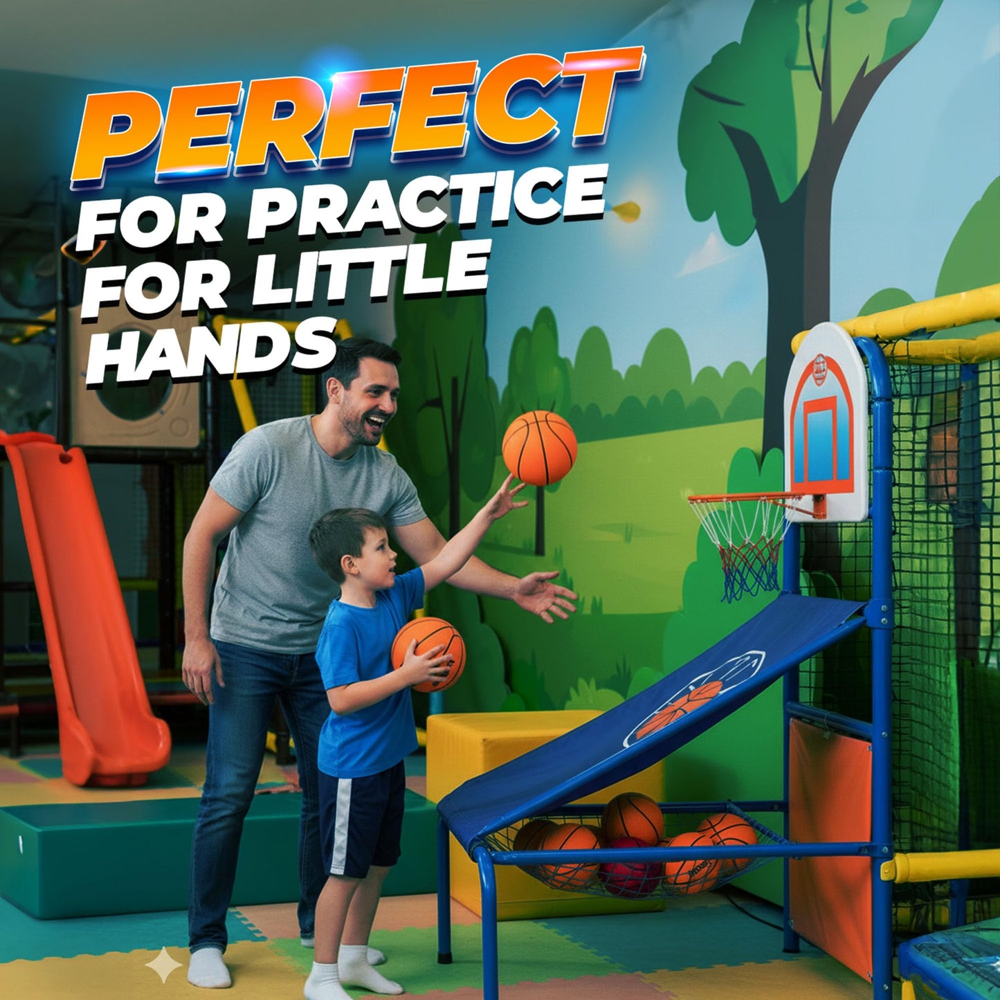 7-Inch Mini Basketballs Size 3 (3-Pack) Rubber w/ Hand Pump for Mini Hoops